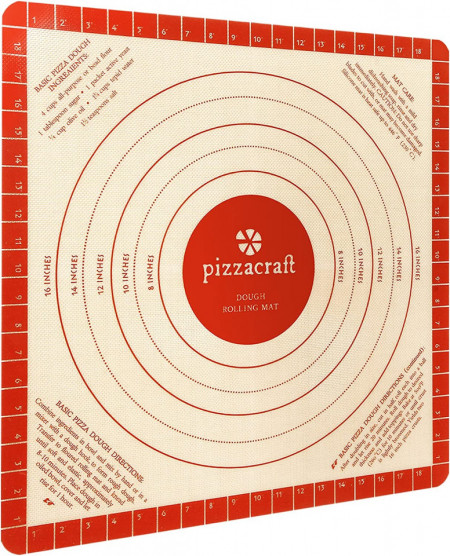 Covoras pentru framantarea aluatului Pizzacraft, silicon, bej/rosu, 50 x 50 cm - Img 1