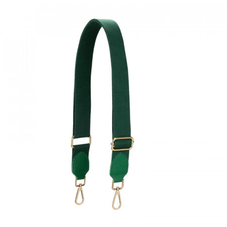 Curea pentru geanta Allzedream, panza/piele/metal, verde inchis/auriu, 89-146 cm