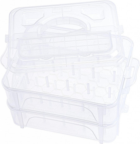 Cutie organizatoare cu 2 nivele pentru 40 bobine de ata New brothread, polipropilena, transparent