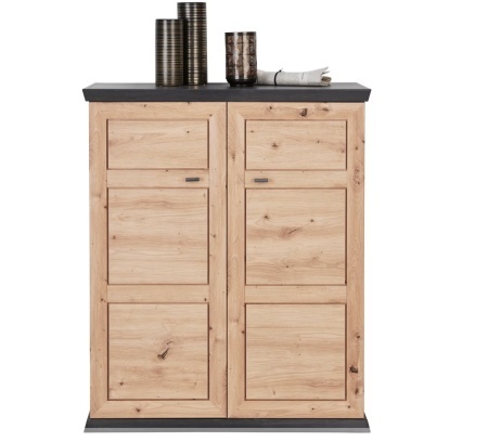 Dulap pantofi Xora , culoare stejar, gri închis, 90,2/108,5/38,5 cm