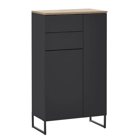 Dulap pentru baie Emporia, MDF/PAL/metal, negru/natur, 60 x 106 x 32 cm