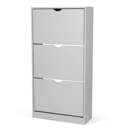 Dulap pentru depozitare pantofi KL Carey, 3 usi rabatabile, 6 rafturi, Pal Melaminat, 60 x 24 x 118 cm, gri