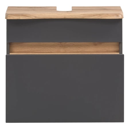 Dulap pentru lavoar Wurdach, MDF/PAL, gri/natur, 61 x 55 x 40 cm