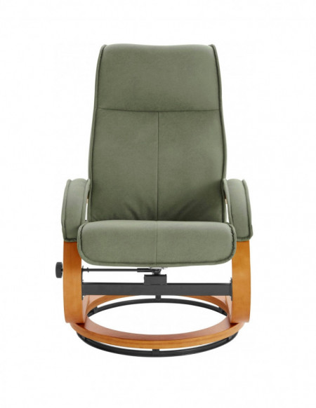 Fotoliu recliner Lille cu ottoman microfibra, verde, 67 x 107 x 55 cm - Img 1