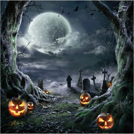 Fundal foto pentru Halloween Aiikes, vinil, multicolor, 300 x 300 cm