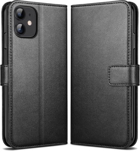 Husa de protectie flip pentru iPhone 11 Uslai, TPU/piele PU, negru, 6,1 inchi