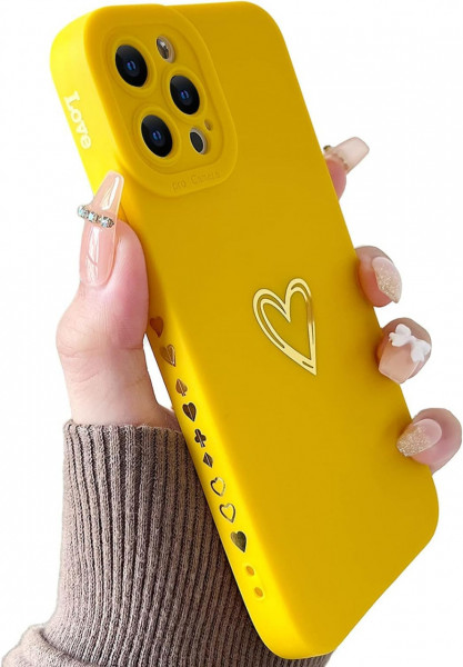 Husa de protectie pentru iPhone 13 PRO SmoBea, silicon, galben/auriu, 6,1 inchi