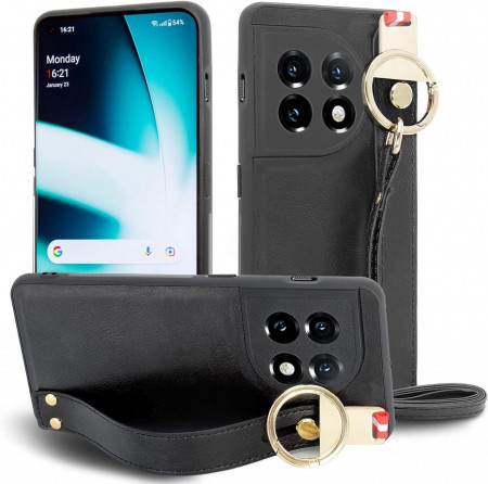 Husa de protectie pentru OnePlus 11, MAMA MOUTH, piele PU, negru, 6,5 inchi - Img 1