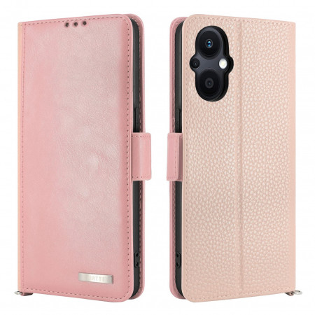 Husă portofel pentru iPhone 14 5G , piele ecologica , roz - Img 1