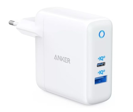 Incarcator retea Anker PowerPort PD+ 2, USB-C, USB-A, 35W, Alb-Gri, Resigilat, Grad A