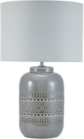 Lampa de masa Pauleen, Timbers, ceramica tesatura, gri/albastru, 43 x 26 cm