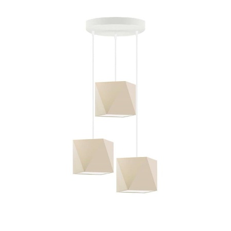 Lustra tip pendul Deneene, 3 lumini, metal/textil, bej/alb, 40 x 120 cm