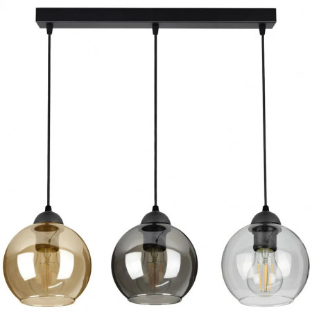 Lustra tip pendul George Oliver cu 3 lumini , metal/sticla, negru/maro/trasparent, 13 x 15 x 15 cm