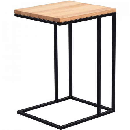 Masa laterala Dever, lemn masiv/metal, netur/negru, 62 x 38 x 43 cm - Img 1