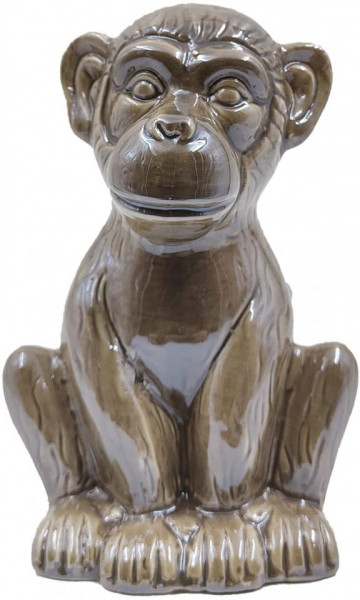 Obiect decorativ maimuta Casaido, brun, ceramica, 15,4 x 10,2 x 10 cm,