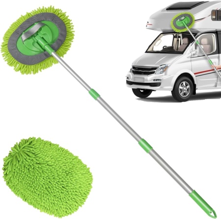 Perie cu maner telescopic Bemece, microfibra/aluminiu, verde/gri/argintiu, 55,8-102,8 cm