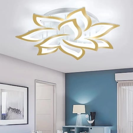 Plafoniera Izzabella, LED, metal/acril, alb/auriu, 85 x 10 cm