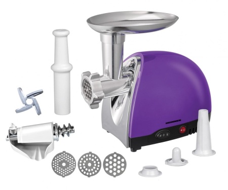 RESIGILAT – MASINA DE TOCAT HEINNER MG1600TA-UV, Putere 1600W, Accesoriu rosii si carnati, 3 site de taiere, Cutit inox, Violet