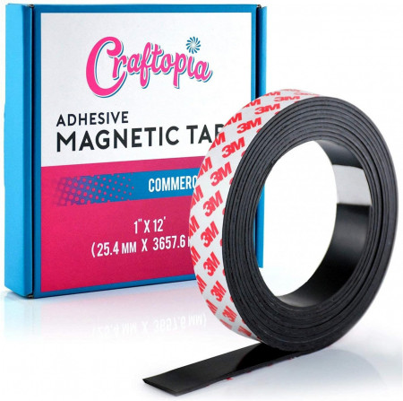 Rola de banda adeziva magnetica pentru mestesuguri Craftopia, negru, 2,5 cm x 3,6 m