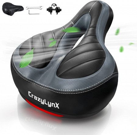 Sa de bicicleta ergonomica CRAZYLYNX, negru, spuma/piele PU - Img 1