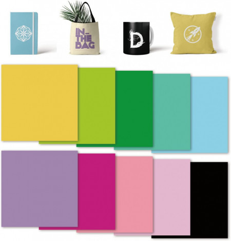 Set 10 folii de vinil pentru transfer WOWOCUT, multicolor, 30 x 30 cm