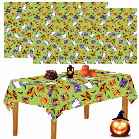 Set 2 fete de masa pentru Halloween Livestn, PVC, multicolor, 137 x 229 cm