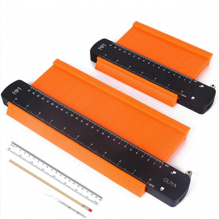 Set 2 indicatoare de contur cu blocare Oliya, ABS/metal, portocaliu/negru, 15/25 cm