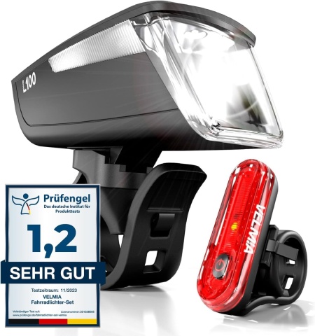 Set 2 lumini fata-spate pentru bicicleta Velmia, LED, plastic