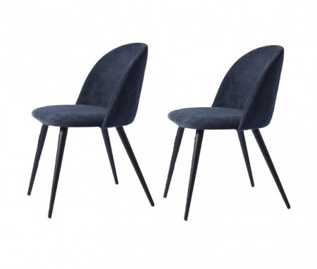 Set 2 scaune de masă tapițate Alto, albastru, 77,5cm H x 49cm W x 49,5cm D - Img 1