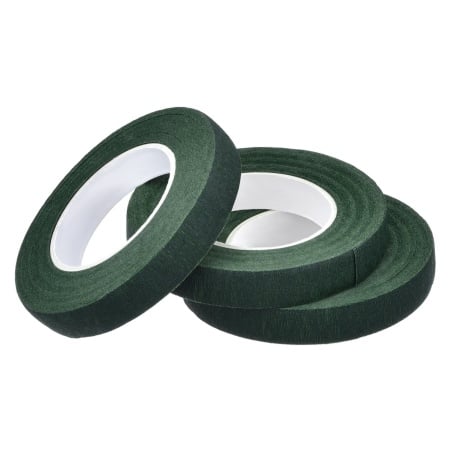 Set 3 role de banda floristica Eboot, textil, verde inchis, 1,2 cm x 27 m