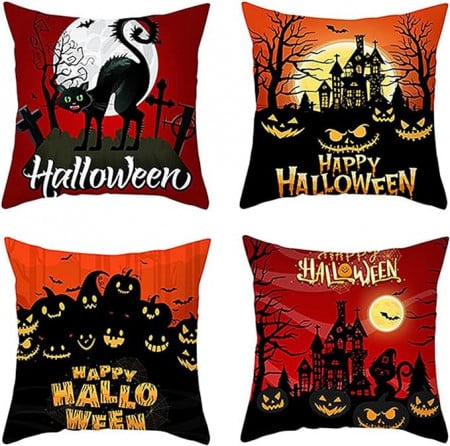 Set 4 fete de perna pentru Halloween, poliester, multicolor, 45X45cm