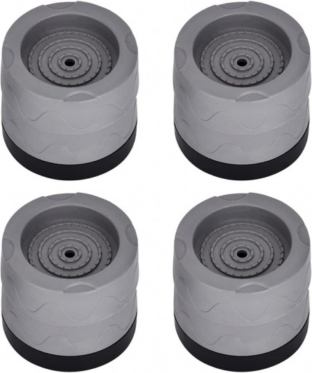 Set 4 suporti amortizare - picioare antivibratii pentru masina de spalat rufe Queta, cauciuc, gri/negru, 6,6 x 5,8 cm