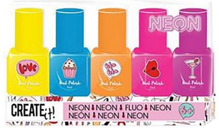 Set 5 oje neon Create It!, diverse culori, pentru fetite