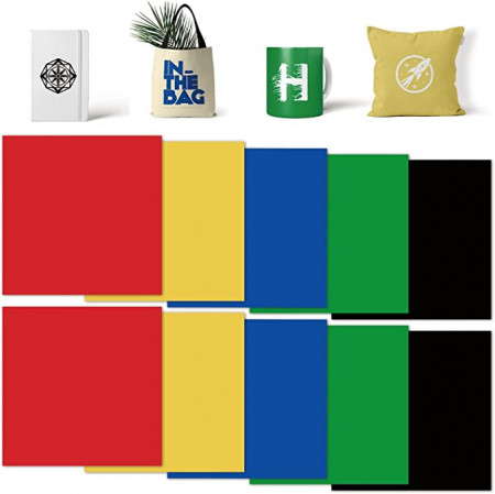 Set de 10 coli de vinil cu transfer la caldura WOWOCUT, hartie, multicolor, 30 x 30 cm