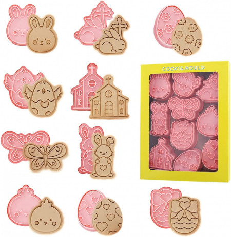 Set de 10 forme de prajituri pentru Paste ZELAITE, ABS , roz, 4,1-5,7 cm