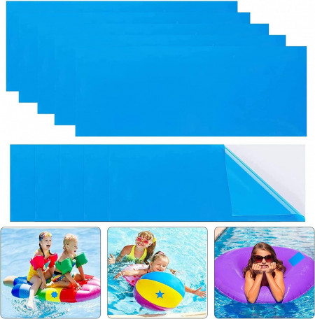 Set de 10 patch-uri pentru repararea piscinei Sunshine Smile, PVC, albastru, 10 x 25 cm