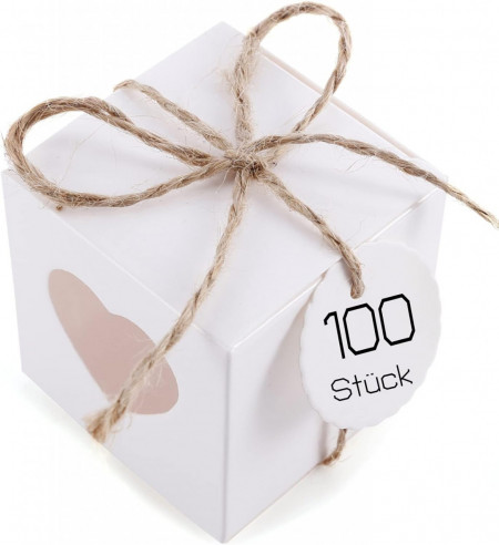 Set de 100 cutii pentru cadouri/ marturii Anladia, hartie, alb, 5 x 5 x 5 cm
