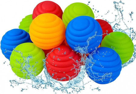 Set de 12 bombe cu apa reutilizabile pentru jocuri de vara Diko, silicon, multicolor, 6 cm