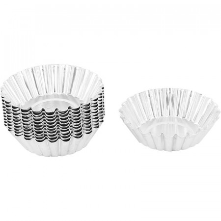 Set de 12 forme pentru briose Sourcingmap, aluminiu, argintiu, 7 x 2 cm