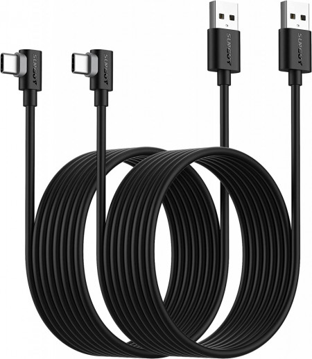 Set de 2 cabluri USB tip C SUNGUY, negru, plastic, 3 m - Img 1