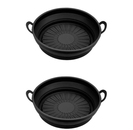 Set de 2 cosuri pentru friteuza cu aer Pipihome, silicon, negru, 19 x 16 x 7 cm
