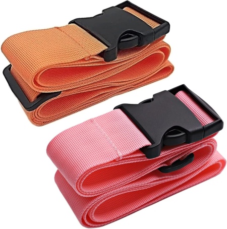 Set de 2 curele pentru bagaje Zyldk, polipropilena, portocaliu/roz/negru, 5 x 188 cm