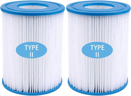 Set de 2 filtre pentru piscina YUNSTK, ABS, alb/albastru, 15,5 x 5,1 cm
