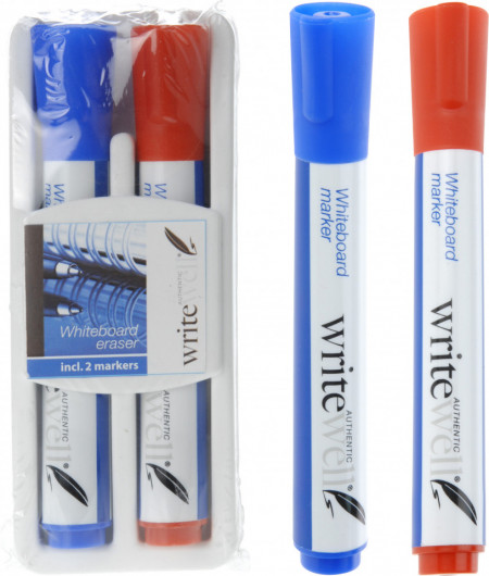 Set de 2 markere pentru whiteboard Karll, rosu si albastru - Img 1