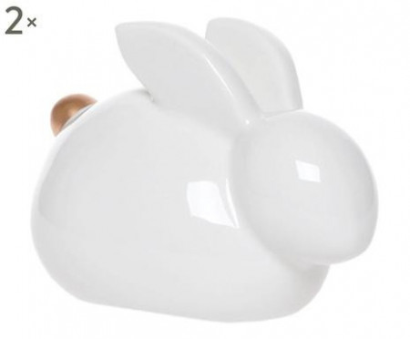 Set de 2 obiecte decorative Rabbit albe - Img 1