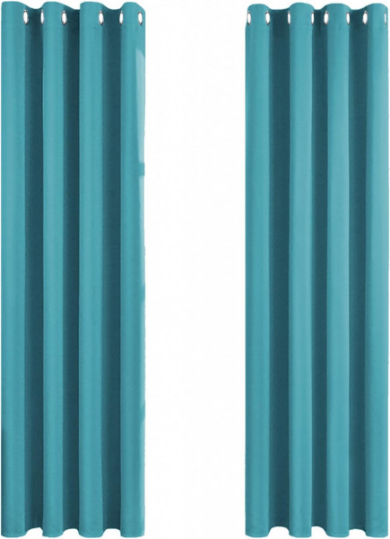 Set de 2 perdele MRTREES, poliester, albastru, 140 x 245 cm