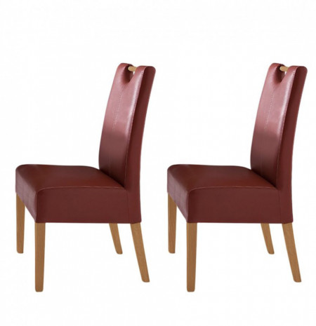 Set de 2 scaune Alessia piele sintetica/lemn masiv, rosu, 47 x 99 x 59 cm - Img 1