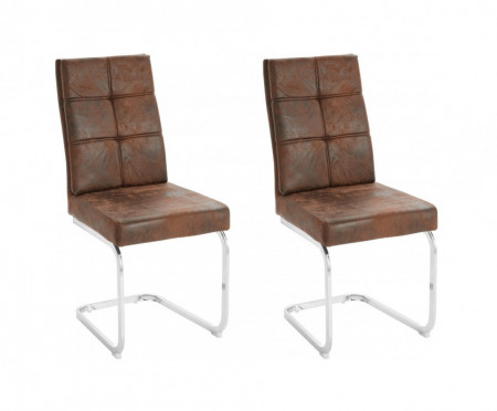 Set de 2 scaune Lale, microfibra/metal, maro/argintiu, 45x61x95 cm - Img 1