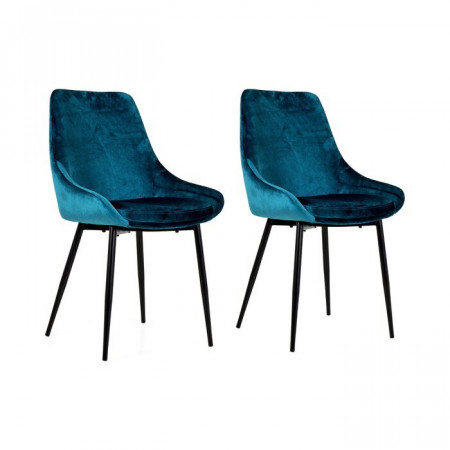 Set de 2 scaune Mankato, albastre, 85 x 48 x 55 cm - Img 1
