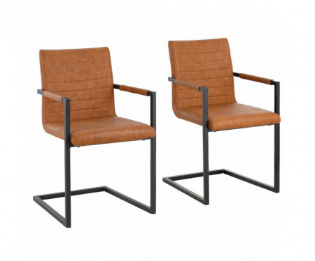 Set de 2 scaune Sabine piele sintetica/metal, cognac 54 x 59 x 87 cm - Img 1